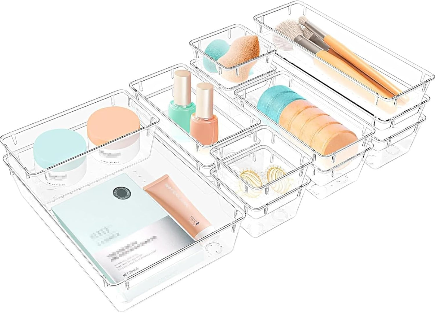 StorMiracle 28 PCS Clear Plastic Drawer Organizers Set, 4 Size Desk Drawer Organizer Trays for Makeup, Jewelry, Kitchen Utensils, Gadgets and Office Accessories