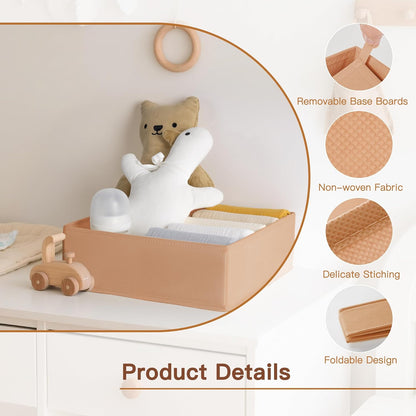 Criusia Drawer Organizer Clothes, 10 Pack Dresser Organizer for Baby Clothes, Underwear, Sock- Foldable Closet Organization and Storage Dividers Bins for Nursery, Bedroom (Beige)