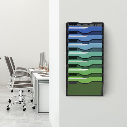 Kuntine.B Wall File Organizer Office Hanging Magazine Holder Wall File Organizer for Office Home (Black, 5 Tier)