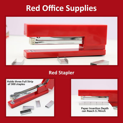 Gold Office Supplies,UPIHO Gold Desk Accessories,Stapler and Tape Dispenser Set with Large Stapler,Tape Dispenser, Staple Remover, Staples, Clips,Scissor,Pen and Sticky Notes,Gifts for Office Clerks