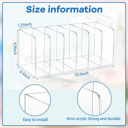 Suzile Clear Acrylic Magazine File Holder with Vertical Compartments Desk Organizer Book Rack for Desk Sorter Paper Folder Office Accessories(Clear,14.2 x 7.2 x 6.5 Inch)