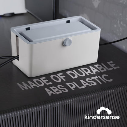 KinderSense® Cable Management Box - Cord Organizer with Child Proof Lock - Cord Hider to Conceal Wires,Power Strips from TV,Computer,Desk and Babies - 12 X 5.25 x 5.25 (Gray)
