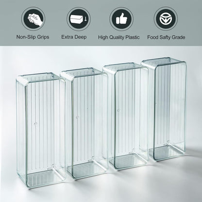 Hudgan 8 Pack Clear Plastic Drawer Organizer Bins Set, Stackable Cutlery Storage Bins Trays for Organizing Kitchen, Bathroom, Office, Crafts, Gadgets, Cabinet Supplies
