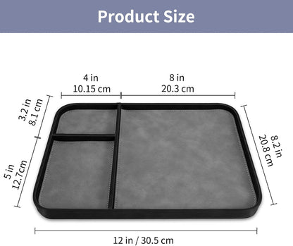 SITHON Valet Tray Trendy Organizer, Premium PU Leather Stylish and Organized Multifunctional Catchall Bedside Vanity Tray Nightstand Caddy Holder for Keys, Watch, Wallet, Jewelry and more (Black)