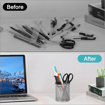 EasyPAG Pencil Holder for Desk, 2 Pack Metal Pen Organizer, Mesh Pencil Cup Organizer for Home, Office, Classroom, School, Black