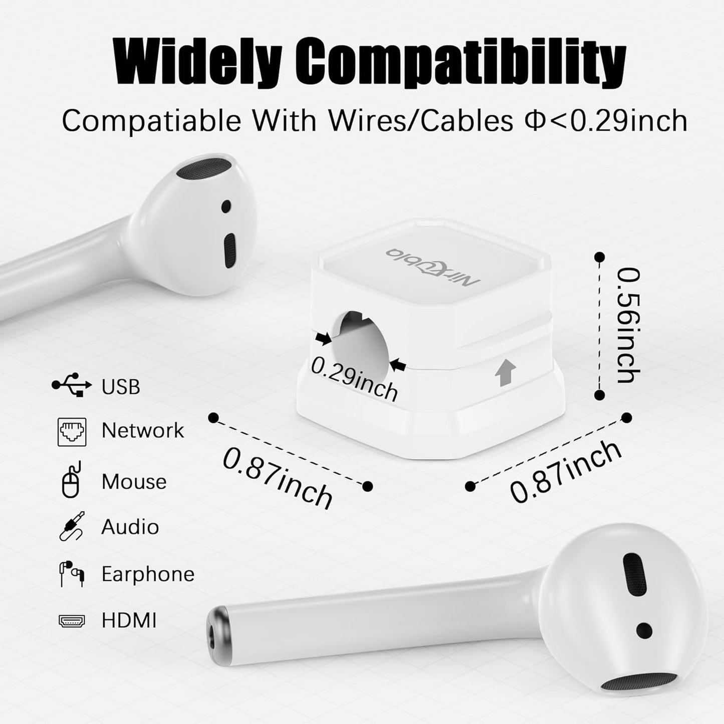 [9 Pack] Magnetic Cable Clips,Easy to Adjust Cables or Wires,Enhanced Adhesive Wire Holder Keeper Organizer,Desk Cable Management, NIRXUBLA Cable clips for office,car,kitchen,workspace,Bedroom (White)