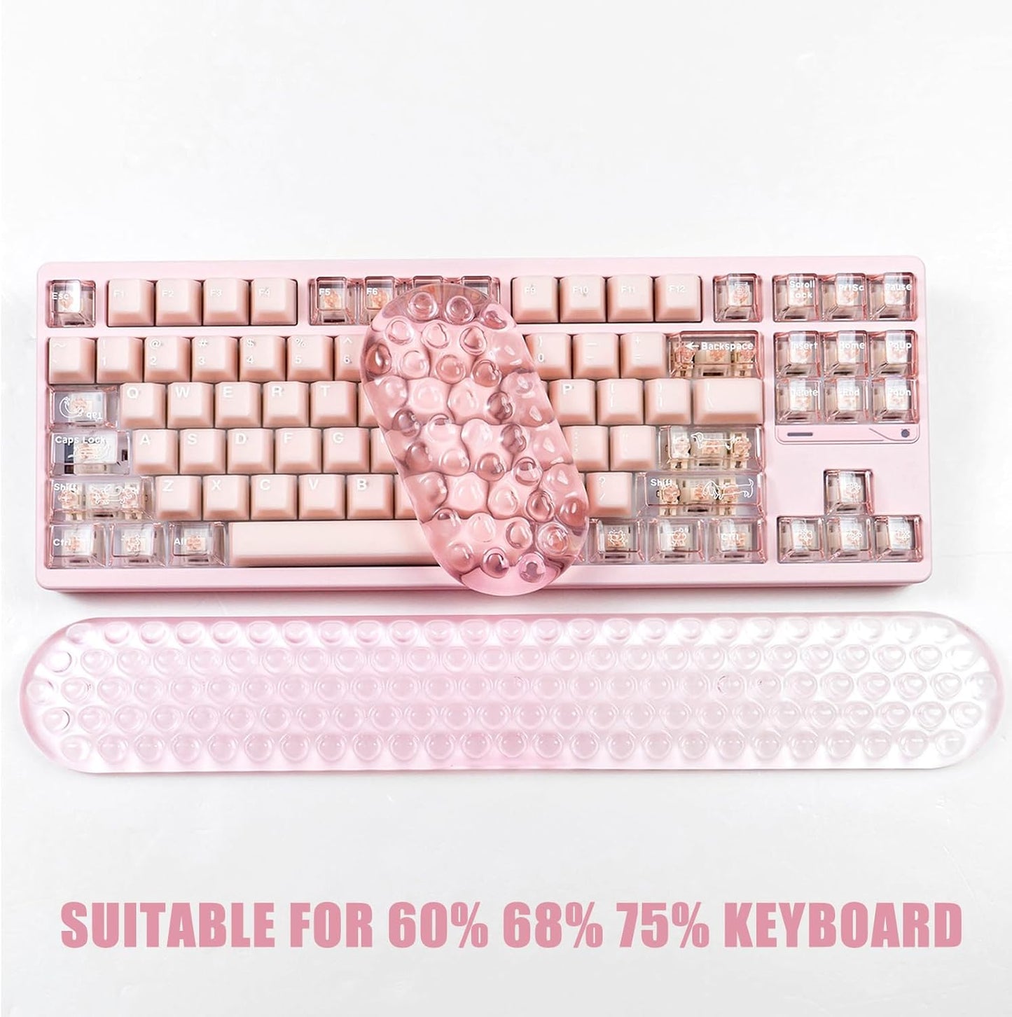 Ergonomic Gel Keyboard and Mouse Wrist Rest Set – Pink Wrist Rest for Computer Keyboard 75% 80%, Comfort & Support for Typing and Gaming