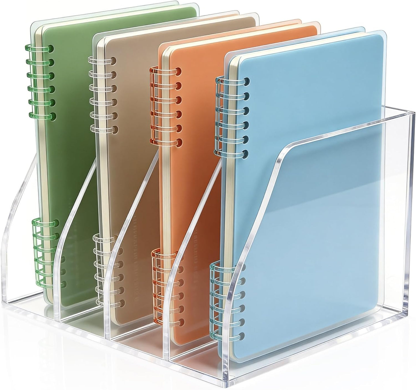 Acrylic Magazine File Holder, 4 Vertical Compartments Desk Document Sorter Organizer, Clear Folder Rack Binder for Office, Documents, Tablets, Magazines, Books – Home/Classroom Rack