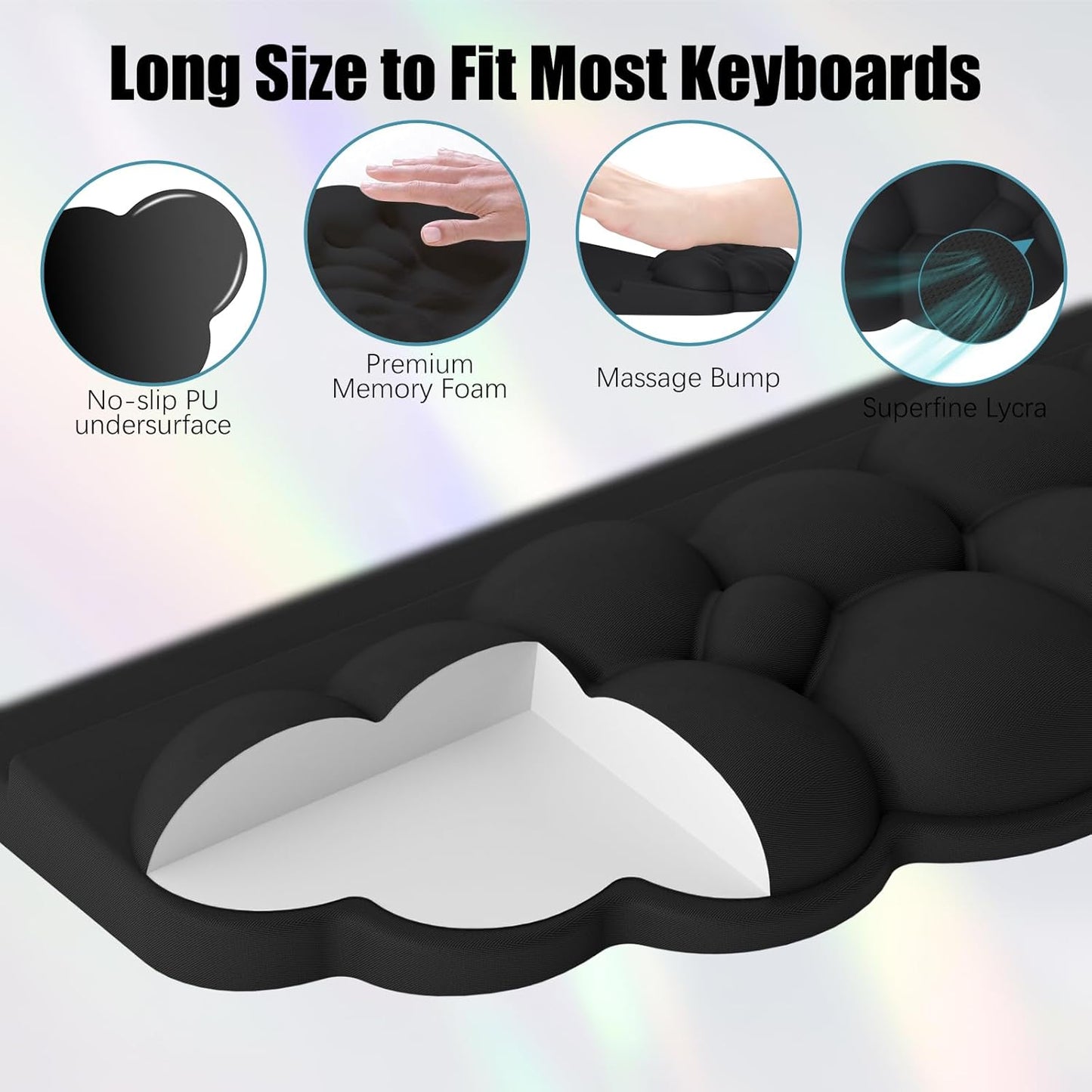 Ergonomic Wrist Rest for Keyboard and Mouse, Soft Memory Foam Cloud Keyboard Stand Pad with Wrist Rest Set, Easy Typing, Pain Relief, Comfort for Office, Work, Gaming - White