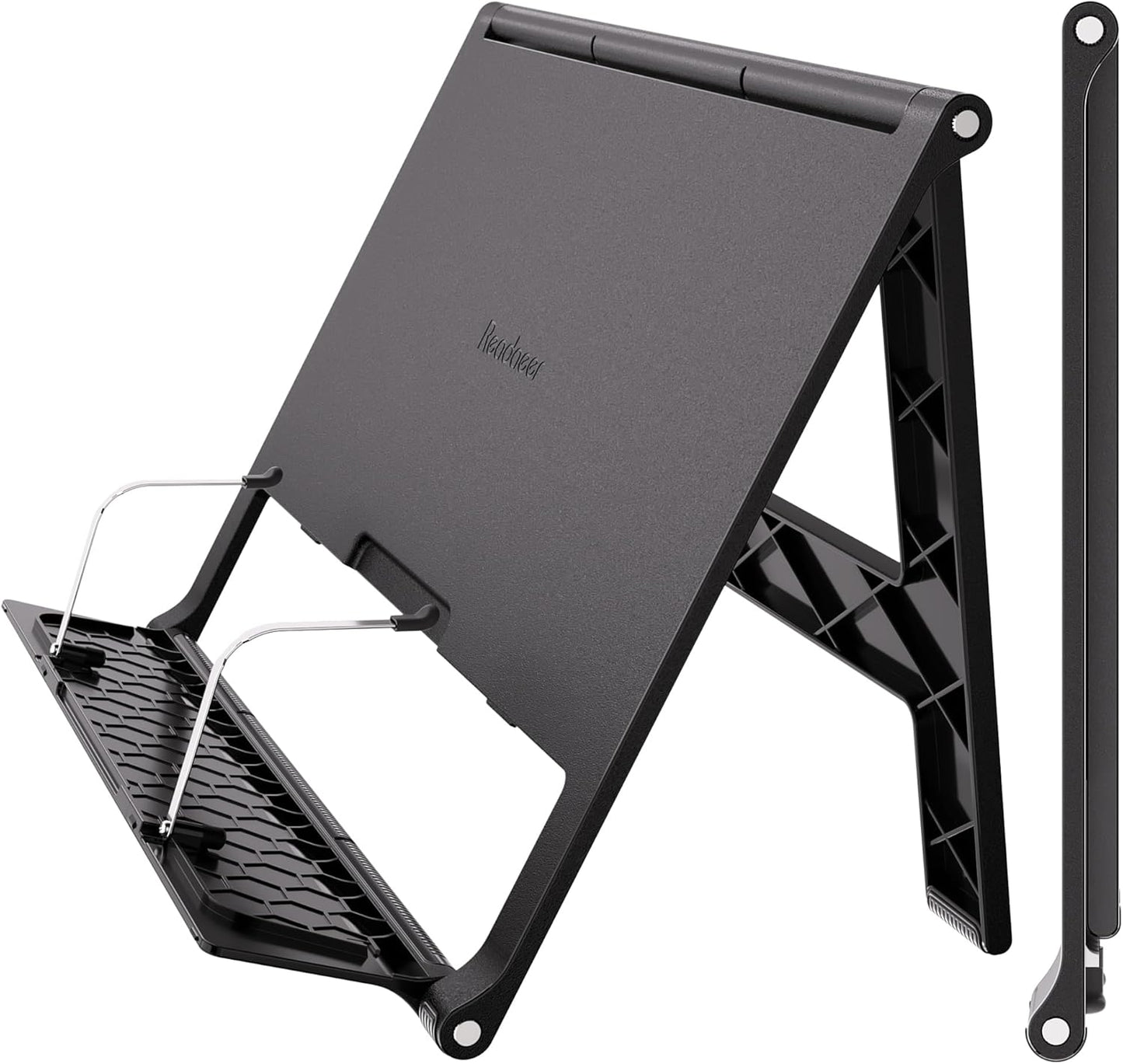 Readaeer Portable Book Stand Free Angle Adjustable Book Holder for Thick Textbook Collapsible Lightweight Book Rest (White)