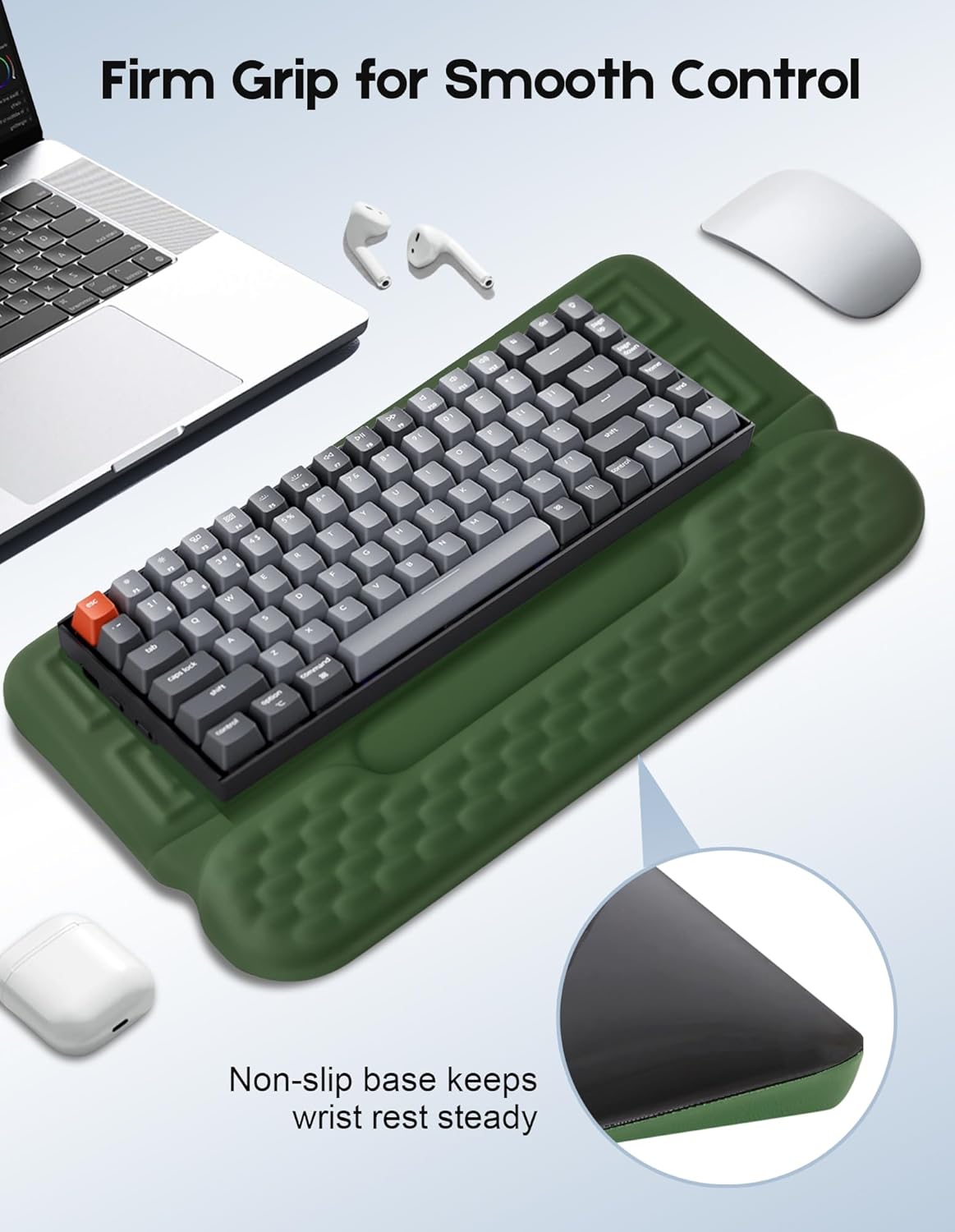 Wrist Rest with Keyboard Stand and Storage Slot, Ergonomic Computer Keyboard Wrist Rest, Soft Memory Foam, Non-Slip Base, Wrist Pad for Keyboard Pad with Wrist Support for Work Study Game