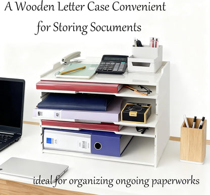 2/4/6 Tier Paper Organizer Letter Tray, Clear Acrylic Layer Stackable Paper Sorter, Plastic A4 Office File Folder Holder for for Desk Accessories, Notes, Pens, File, Document (Clear, 4 Tier)