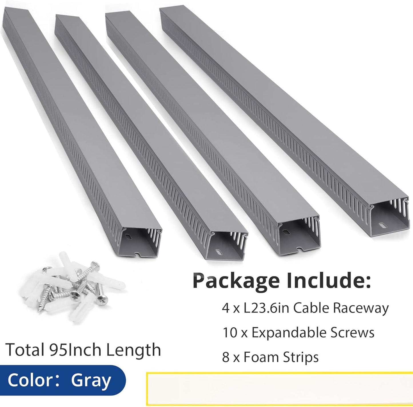 ZhiYo 2 x 2in Professional Server Rack Cable Management Raceway, 99in (6X L16.5in) Cable Raceway Kit, Electrically Safe PVC Open Slot Wire Raceway for Under Desk/Computer/Network Cords, Black