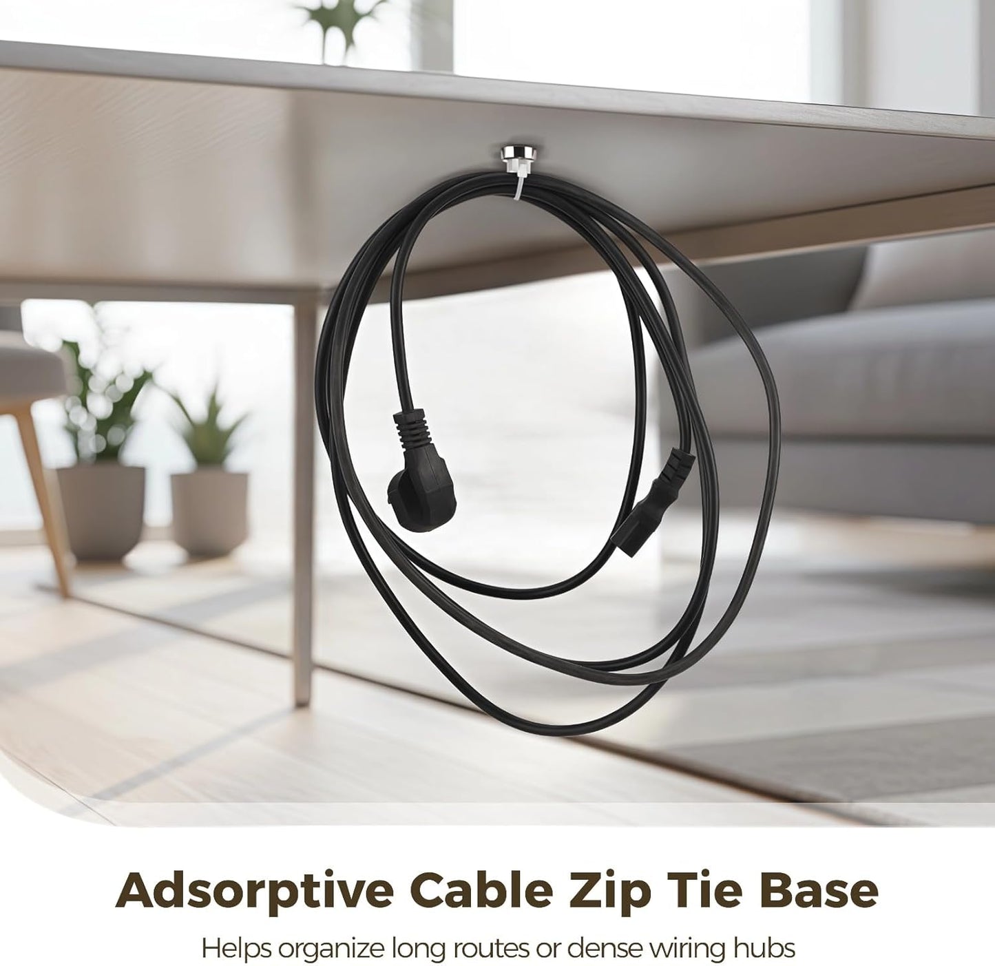 Magnetic Cable Zip Tie Mounts, 35 Pcs Magnet Bases with 200 Pcs Cable Ties, Multipurpose Wire Management Organizer for Desk PC Home Office, Adhesive-Free Cable Clips Holder