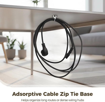 Magnetic Cable Zip Tie Mounts, 35 Pcs Magnet Bases with 200 Pcs Cable Ties, Multipurpose Wire Management Organizer for Desk PC Home Office, Adhesive-Free Cable Clips Holder