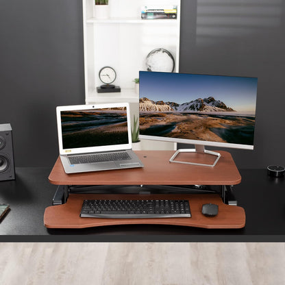 VIVO 26 inch Desk Converter, K Series, Height Adjustable Sit to Stand Riser, Dual Monitor and Laptop Workstation with Keyboard Tray, Black, DESK-V026KB