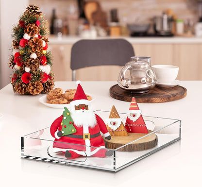 Clear Acrylic Tray with Raised Edges, Multi-Purpose Organizer Tray for Vanity, Bathroom, Kitchen, Countertop, Dresser & Desktop, Waterproof & Scratch-Resistant