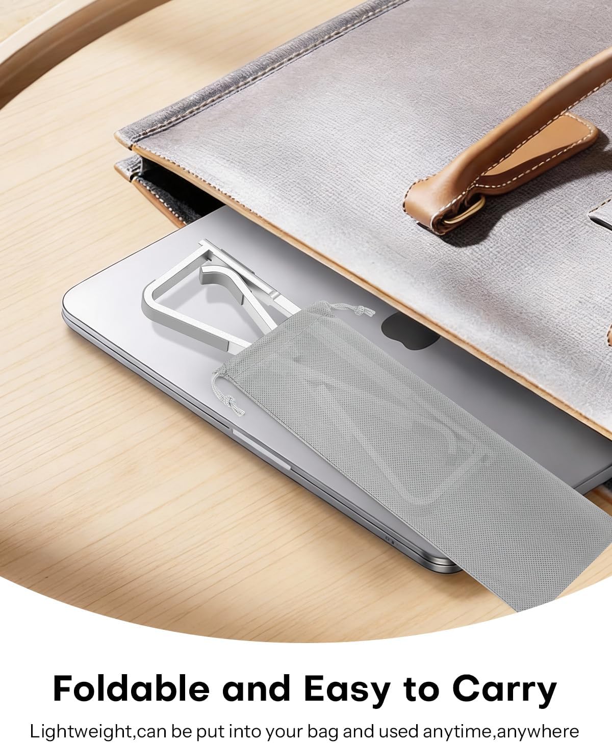 OMOTON Portable Laptop Stand for Desk, Foldable Aluminum Laptop Riser, Ergonomic Computer Stand Compatible with for MacBook Pro/Air, Dell, HP, Lenovo, 10-17.3'' (Silver)