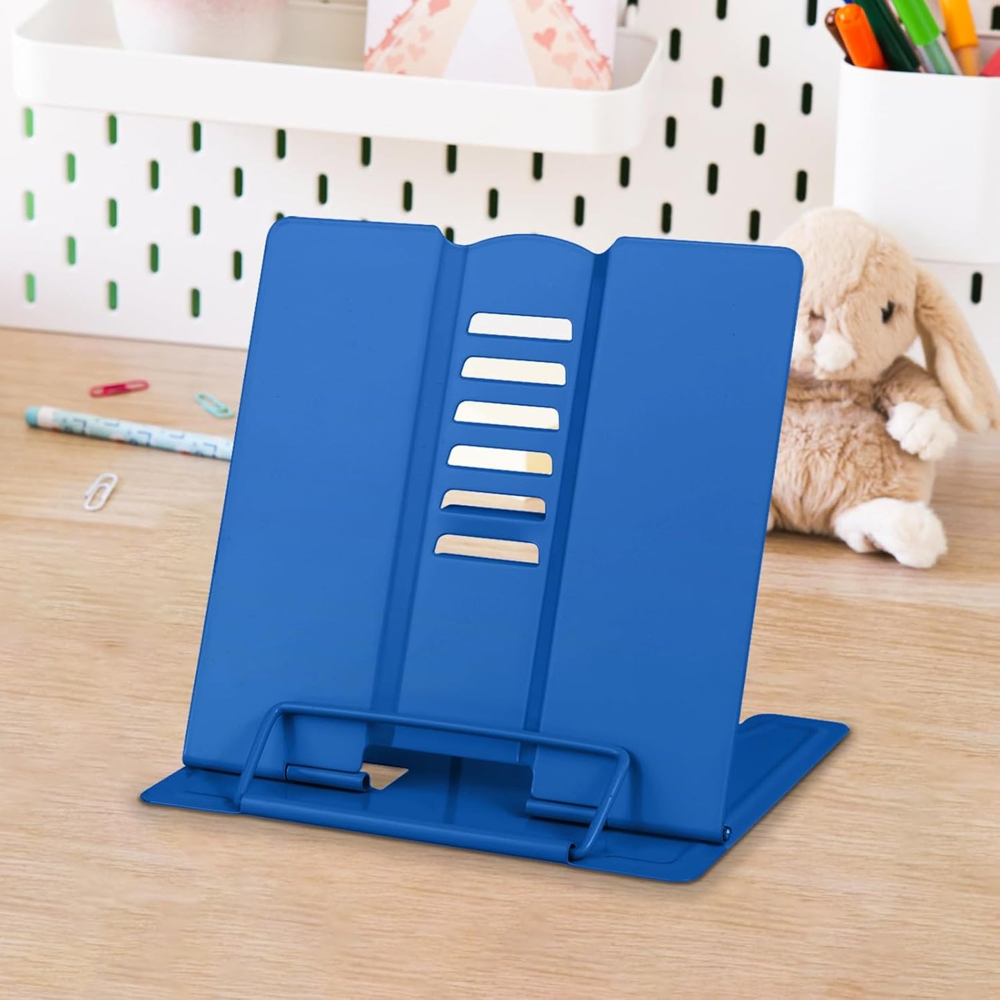 Honagu Small Book Stand Book Holder Metal Desk Stand for Reading Hands Free, Adjustable Cookbook Documents Holder, Portable for Music Books, Textbook, Recipe, Tablet, Ipad, Great Gifts (White)