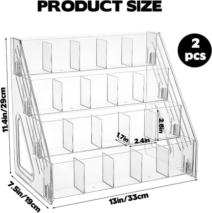 2 Pack Acrylic Desk Organizer, 4 Tier 20 Compartments Vertical Storage for Pens Art Supplies Home Classroom Back to School Office School Office Desk Desktop Stationery Pencil Storage
