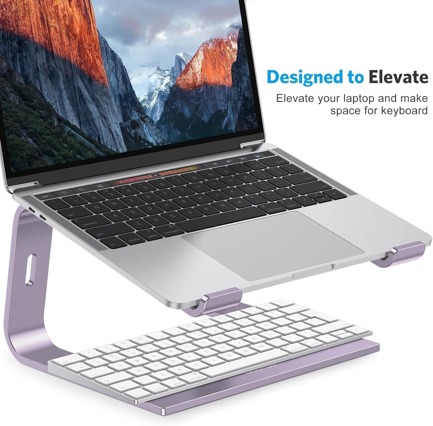 OMOTON Laptop Stand, Detachable Laptop Mount, Aluminum Laptop Holder Stand for Desk, Compatible with MacBook Air/Pro, Dell, HP All Laptops (11-16 inch), Silver