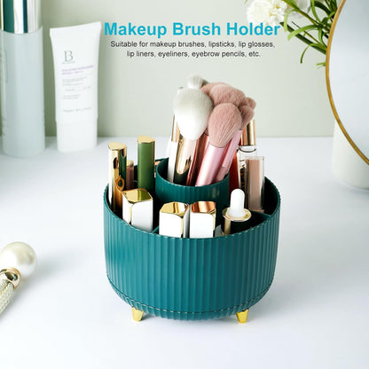 Desk Pencil Pen Holder, 5 Slots 360 Degree Rotating Pencil Pen Organizers for Desk Desktop Storage Stationery Supplies Organizer Cute Pen Cup for Office School Home Art Supply Cream Yellow