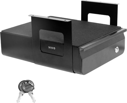 VIVO 13 Inch Under Desk Lockable Slide Out Drawer, Secure Home Office Storage Organizer, Steel, Black, DESK-AC03L-B