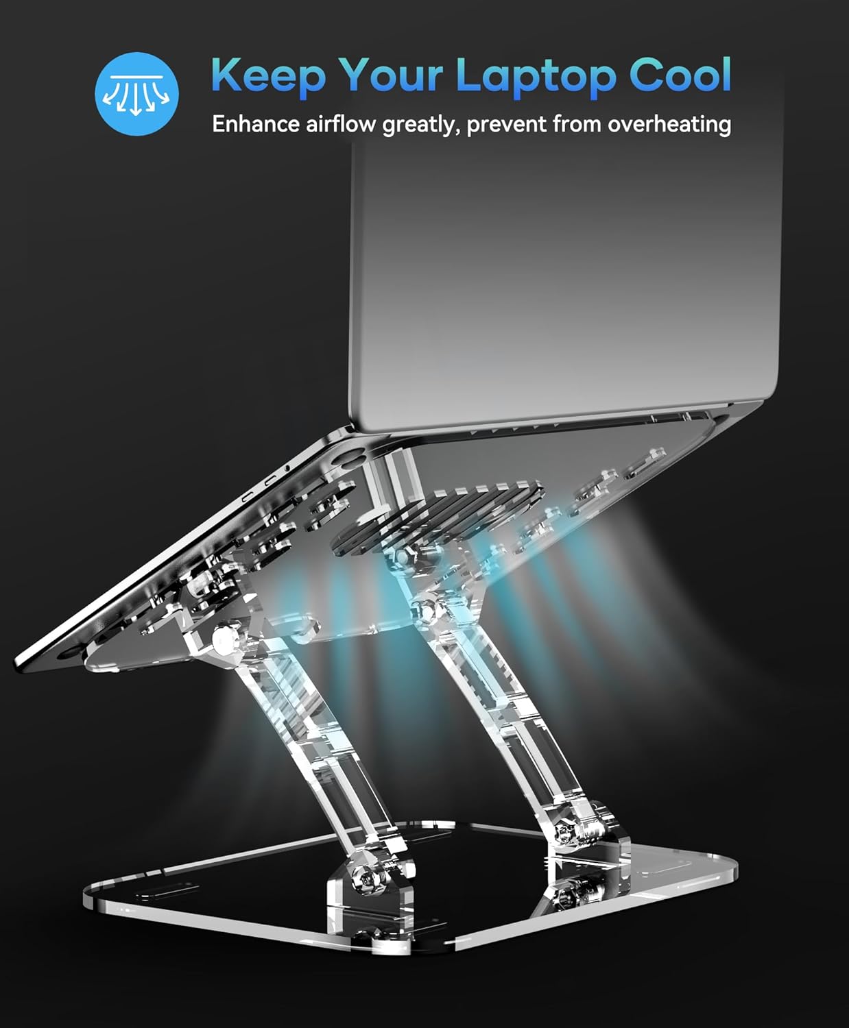 Lpoake Adjustable Foldable Laptop Stand, Portable Ergonomic Computer Stand for Laptop, Compatible with 10 to 15.6 Inches Notebook Computers