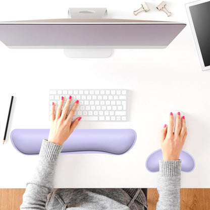 Dapesuom Keyboard Wrist Rest Set, Cute PU Leather Wrist Cushion for Computer Keyboard and Mousepad, Memory Foam Mouse Pad Rests Support with Non-Slip Base for Typing Pain Relief Laptop, Colonial White