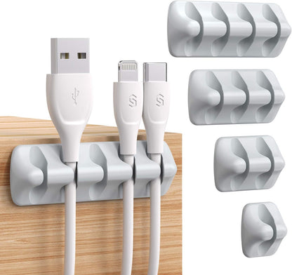 Syncwire Clear Cable Clips - Cord Holders - Self Adhesive Cable Management Organizer - Home, Office, Cubicle, Car, Nightstand, Desk Accessories - Gift Ideas Men, Women, Dad, Mom (5 Packs/15 Slots)