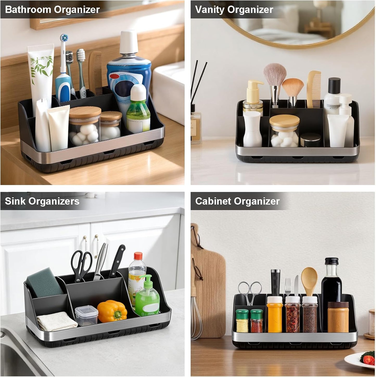 GFWARE Bathroom Organizers and Storage - Detachable 7 Slots Kids Electric Toothbrush and Toothpaste Holde Drainage for Bathroom Accessories Organization Counter Vanity Storage