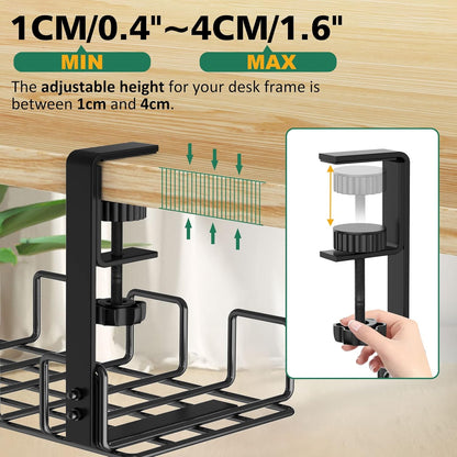 Under Desk Cable Management Tray, L 15.7''W 6.3'' No Drill Steel Desk Cable Organizers, Wire Management Tray Cable Management Rack, Desk Cable Tray Wire Organizer With Desk Cord Organizer