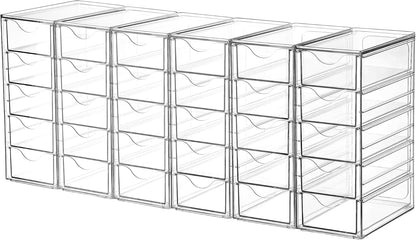 Vtopmart Acrylic Organizer with 16 Drawers (4 Set),Clear Storage Drawers for Office Supplies,Desk Organization and Storage for Makeup,Jewelry,Art Crafts