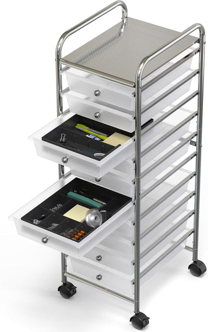Simple Houseware Drawer Organizer Tray with 9 Adjustable Compartments, Clear
