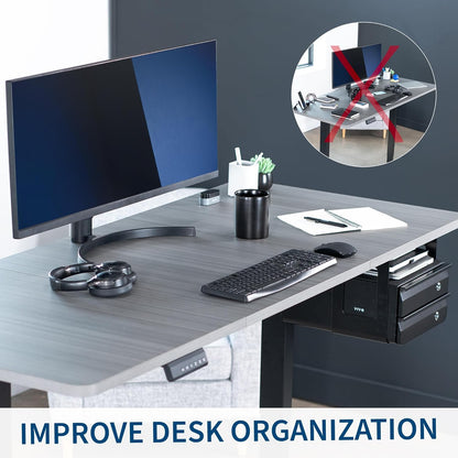 VIVO 13 Inch Under Desk Lockable Slide Out Drawer, Secure Home Office Storage Organizer, Steel, Black, DESK-AC03L-B