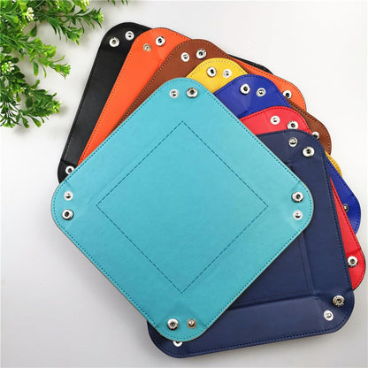 siduater Valet Tray Desktop Storage Organizer, Vegan Leather Catchall Bedside Vanity Tray Nightstand Caddy Holder for Remote Controller, Watch, Keys, Phone, Wallet, Sunglasses, Jewelry - Map