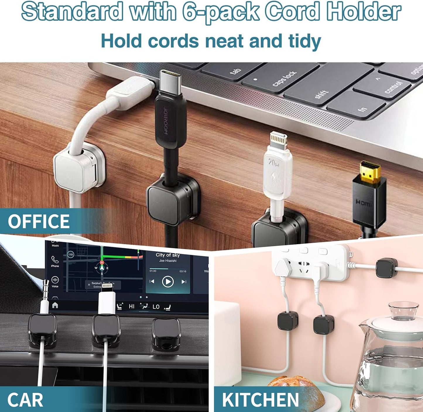 No Drill Under Desk Cable Management Tray, SONATURE 15.7" Cord Organizer for Table, Clamp Mount Desk Cable Management, Premium Carbon Steel Cable Organizer for Office, Home (Black)