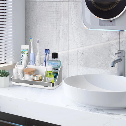 GFWARE Bathroom Organizers and Storage - Detachable 7 Slots Kids Electric Toothbrush and Toothpaste Holde Drainage for Bathroom Accessories Organization Counter Vanity Storage