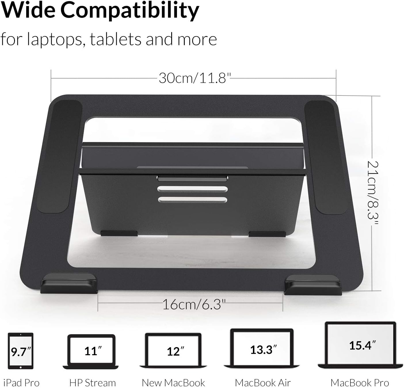 Avantree YS104 – Adjustable Aluminum Laptop Cooling Stand for Desk, Portable Holder for iPad, Tablet & Book, Foldable Ergonomic Riser Compatible with 9.7–16” Laptops including MacBook, Dell, HP & More