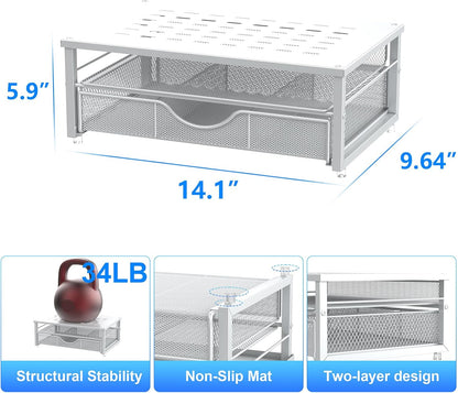 gianotter Computer Monitor Stand Riser, Desk Organizers and Accessories with Drawer, Office Desk Accessories & Workspace Desktop Organizers Storage for Printer Stand (Black)
