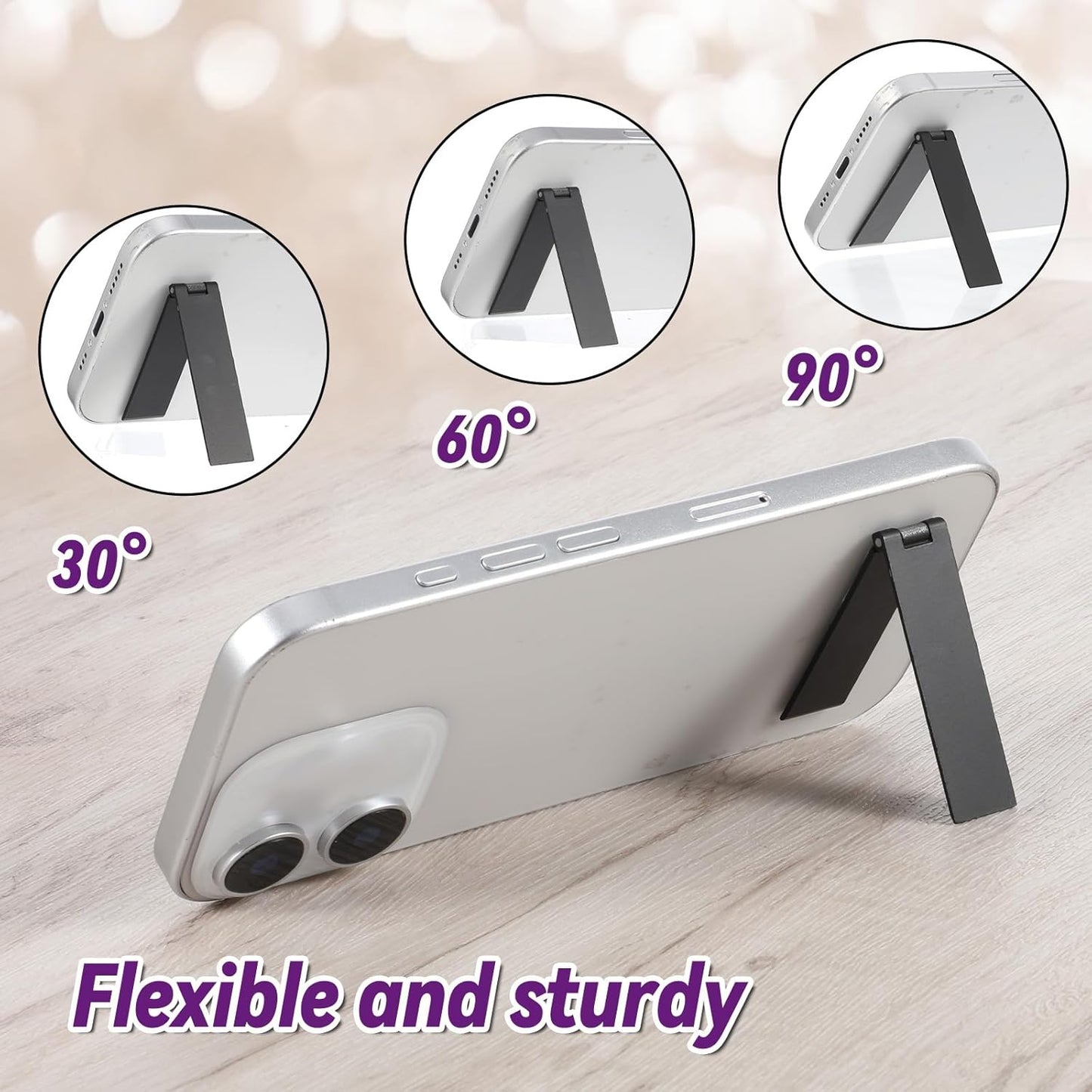 2Packs Ultra-Thin Cell Phone Holder, Adjustable Mini Alloy Phone Stand Vertical and Horizontal Phones Stand Portable Foldable Phones Holder for Mobile-Phone Tablet