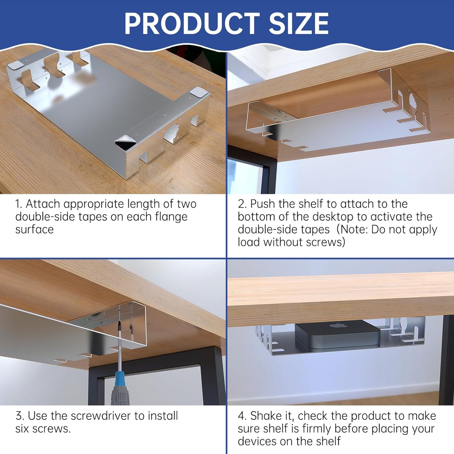 Upgrade Under Desk Shelf with Heat Dissipation - Under Table Shelf for Laptop, Audio, Game Console Device - Work Station, Standing Desk