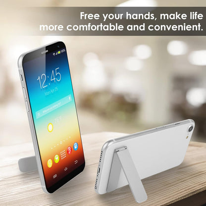 TIESOME Ultra-Thin Cell Phone Holder, Adjustable Mini Alloy Phone Kickstand Portable Foldable Phone Stand Adjustable Angle for Mobile Phone Tablet Universal Model (Black)
