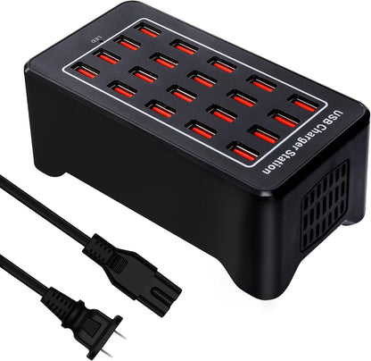 100w 24(20A) Port, USB Fast Charging Station,Travel Desktop USB Rapid Charger,Multi Ports Charging Station Organizer Compatible with Smartphones,Tables,and More Devices