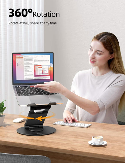 Nulaxy Telescopic 360 Rotating Laptop Stand for Desk Adjustable Height Swivel Pull Out Design Ergonomic Laptop Riser Standing Desk Converter Fits All 10-17" Laptops Computer MacBook, Gray