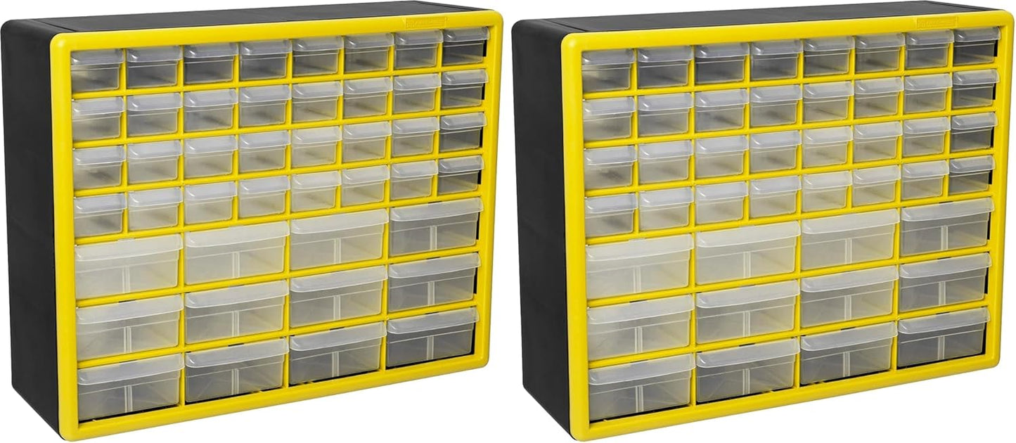 Akro-Mils 24-Drawer Plastic Drawer Storage Cabinet for Garage Organization, Bead Organizer, Building Bricks Storage, Teacher Toolbox, Makeup Organizer, 20" W x 6" D x 16" H, 10124 Black