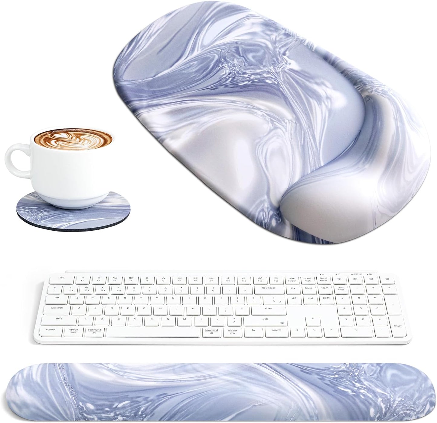 Ospelelf Wrist Rest for Keyboard and Mouse Ergonomic Mouse Pad with Wrist Support Memory Foam Wrist Rest for Computer Keyboard,3-in-1 Gel Mouse and Keyboard Pad for Office Geometry Green