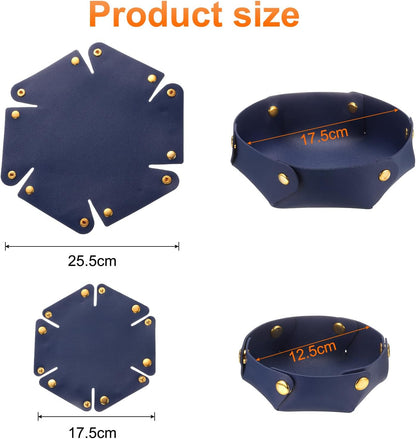 uxcell 2 Pcs Valet Tray for Women and Men, PU Leather Jewelry Tray Entryway Table Bedside Nightstand Catchall Storage Organizer for Jewelry Key Coin Watch Wallet (2 Size, Pink)