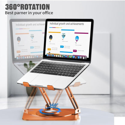 JOYEKY Laptop Stand for Desk, Adjustable Computer Stand with 360° Rotating Base, Ergonomic Laptop Riser for Collaborative Work, Foldable & Portable Laptop Stand, fits for All 10-16" Laptops (Grey)