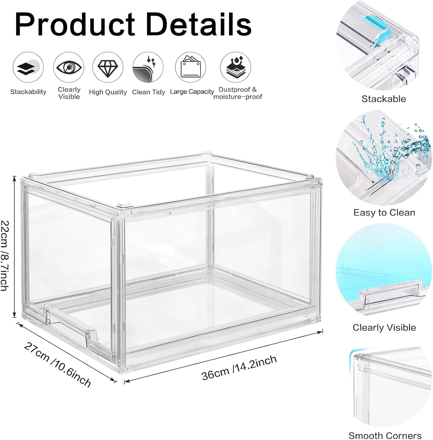 DILIBRA 2 Packs Large Stackable Storage Drawers, Plastic Clear Bathroom Make up Under Sink Drawer Organizers, Acrylic Bathroom Storage Bins for Cabinet Closet Office Kitchen Pantry Snacks Organization